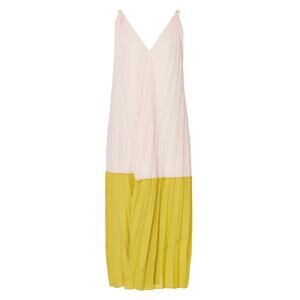 Tome X RTR Watercolor Pleated Midi Dress in Pink/Yellow, Size S